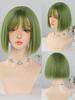 Green Wig Cosplay Synthetic Heat Resistant Wigs 10-inch Short Wigs With Bangs Straight Lolita Halloween Hair Wig with Bangs for Women Heat Resistant
