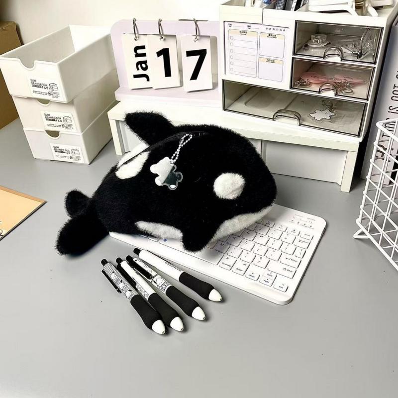 Мультяшный плюшевый кит-убийца сумка для ручек большая вместимость канцелярская сумка студенческий подарок для школы офис забавный пенал