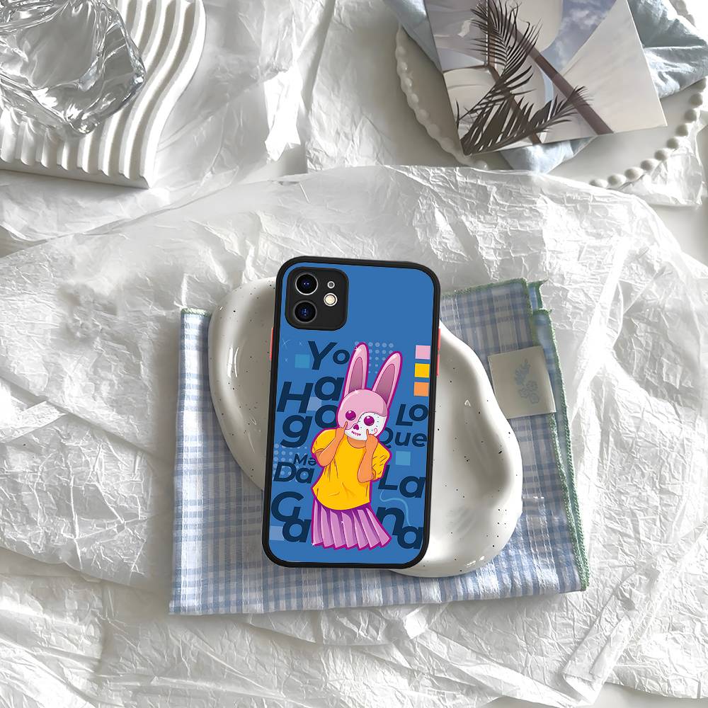 Чехол для телефона B-Bad Bunny Art для IPhone 16e 16 15 14 13 12 11 Pro Max X XS Max Plus Матовый Прозрачный