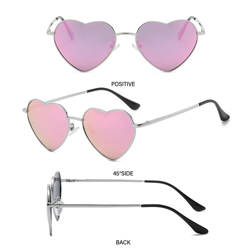 Fashion Vintage Metal Frame Heart-Shaped Glasses Eyewear Polarized Glasses Women Heart Sunglasses