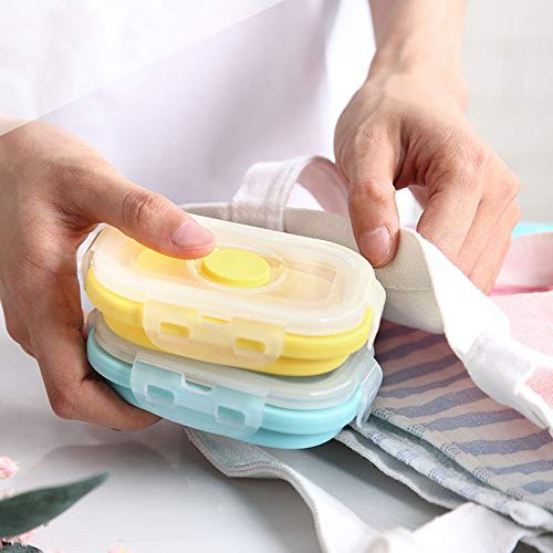 Cozihom Collapsible Silicone Food Storage Containers, Portion Control Containers with Clip-on Lids, Stackable, Space-Saving, Microwave, Refrigerator,