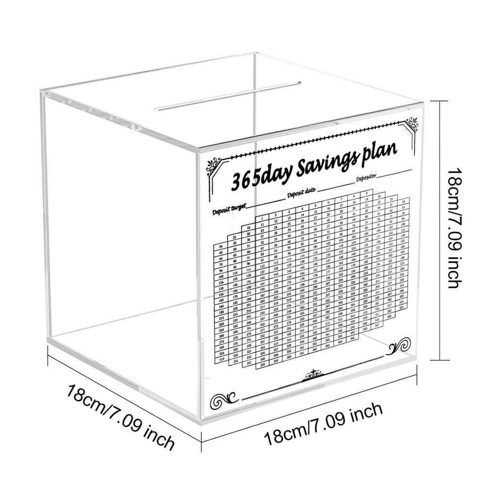 Прозрачная акриловая копилка Yousheng, небьющаяся копилка, 365 дней, накопительная копилка, вызов на сбережения, коробка должна сломаться, чтобы открыть копилку, чтобы сэкономить 10 тыс.