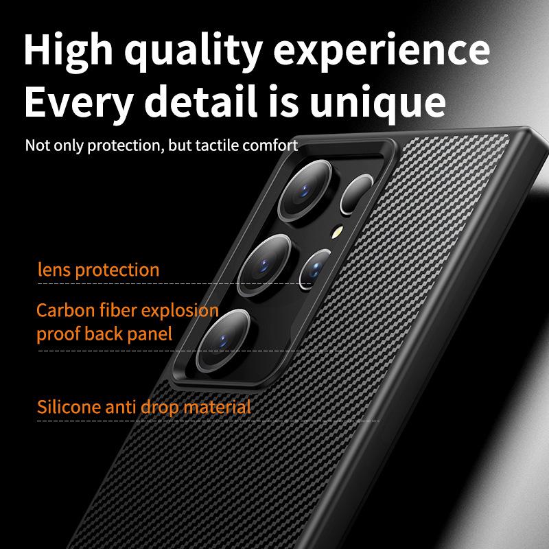 Подходит для чехла для мобильного телефона Samsung S25ULTRA S24PLUS Встроенный магнитный узор из углеродного волокна ТПУ Противоударный защитный чехол