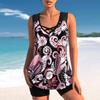 Women Floral Print Two Piece Swimdress Tankini Set 2023 Sexy Swimwear Large Size Bikini Monokini Set Summer Swimsuit Beachwear