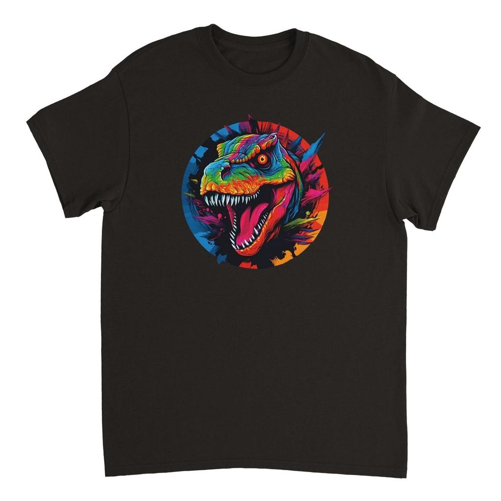 Neon Dinosaur T Shirt Heavyweight Cotton Classic Fit 100 Cotton