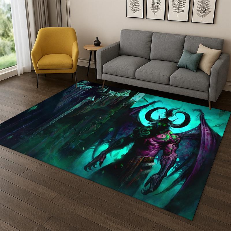 Demon Hunter Arthas World of Warcraft WOW Game Carpet Rug for Bedroom Living Room Sofa Doormat Home Decor,Area Rug Non-slip