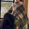 Уютная клетчатая шаль: Зимний темно-коричневый утолщенный теплый шарф 2023 года