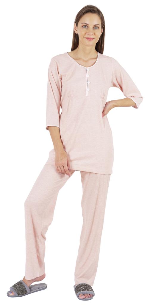 Inkmeso Solid Nightwear Set W  Pyjama For Women Cotton Nightwear 2 Pcs