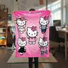 1 шт. Фланелевое одеяло с милым принтом Hello Kitty, Высокое качество, Для всех сезонов, Декор для дома, Тепло и уют, Идеально для рождественских подарков