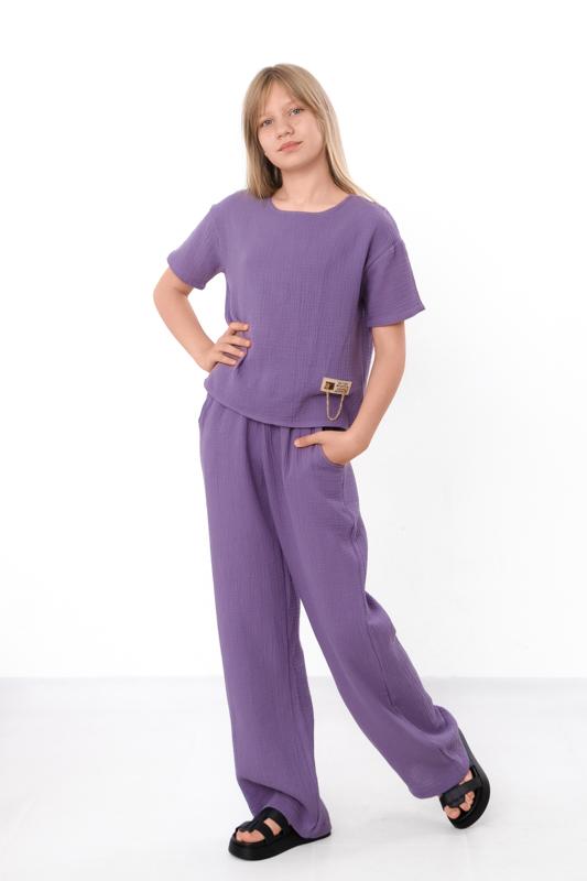 Teen Girls’ Muslin Set – Lightweight Blouse with Patch Detail & Loose Pants Summer 6433-118 HC