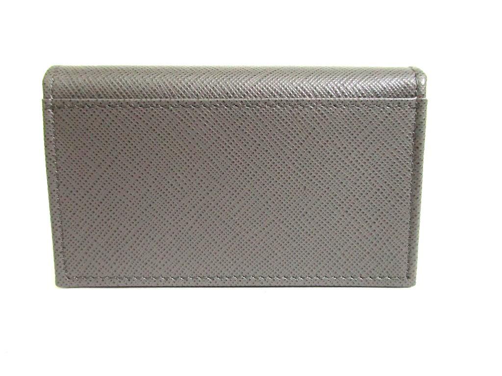 Authentic PRADA Gray Saffiano Leather Card Case Card Holder #b140 Open box