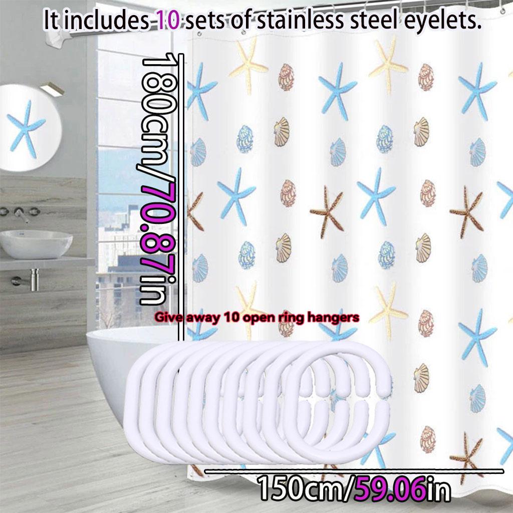 Cartoon Pattern Starfish Bathroom Shower Curtain Bathroom Partition Curtain Light Opaque Waterproof Material Bathroom More Refre