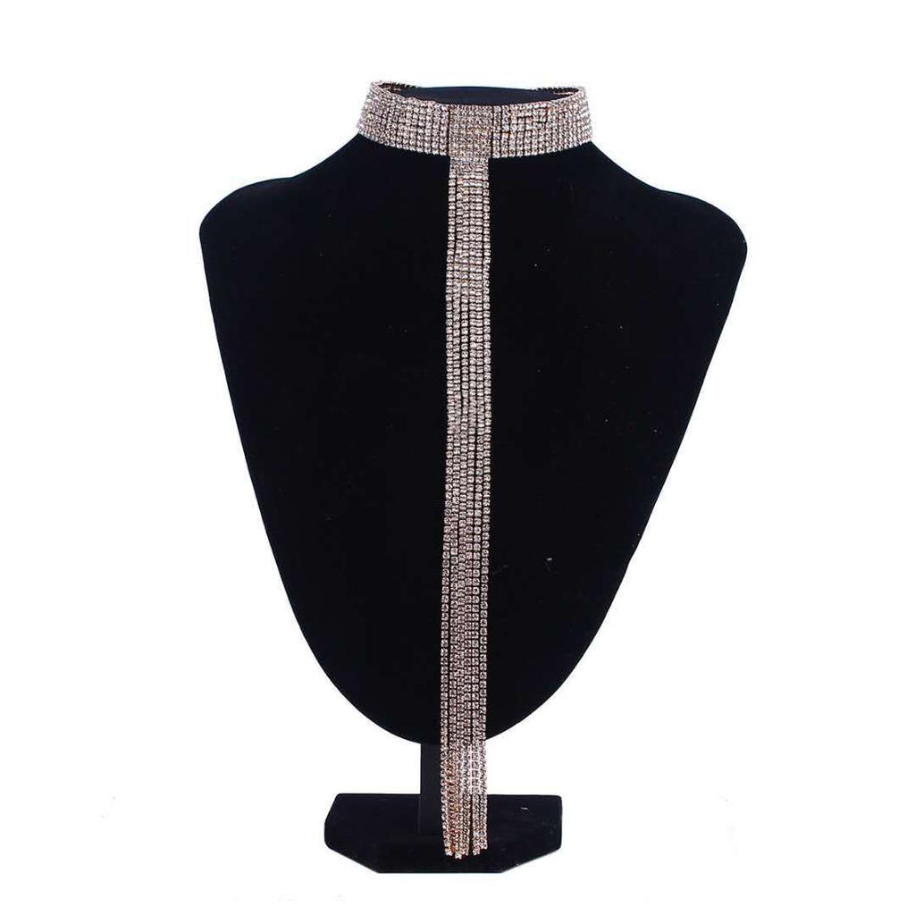 JMXD Европейско-американское роскошное длинное многослойное ожерелье-чокер с кристаллами и кисточками для женщин, модные ювелирные аксессуары, для вечеринок, боди-чейн, с бриллиантовой огранкой
