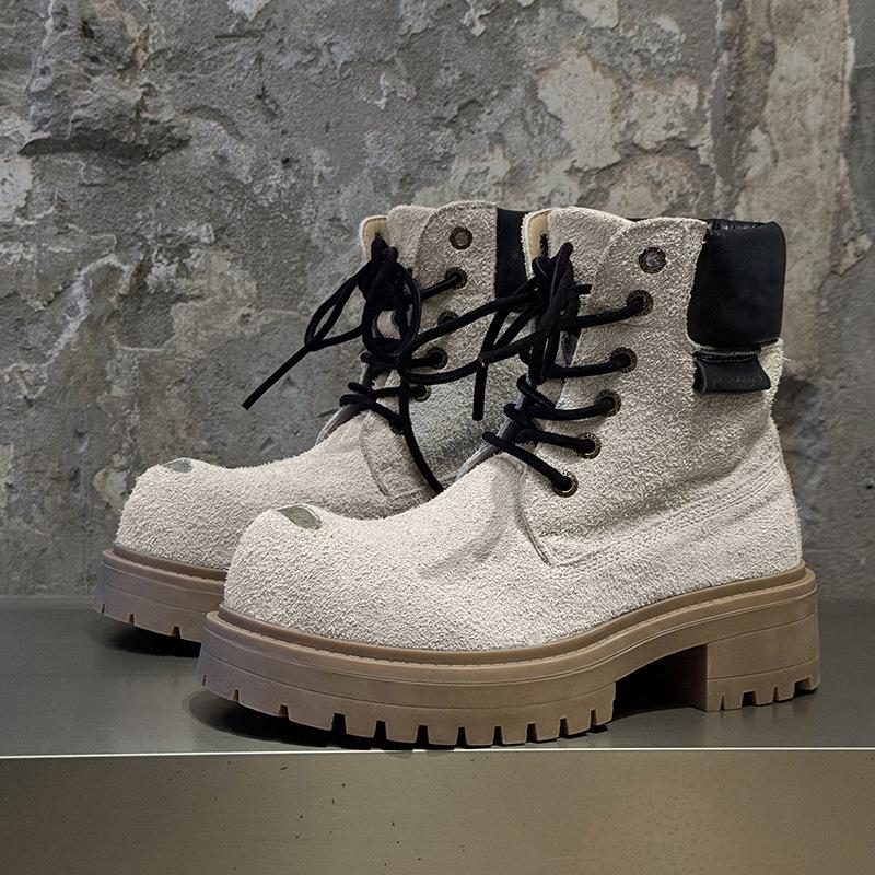 Мужские и женские резиновые ботинки, пара, на толстой подошве, увеличивающие рост, в британском стиле, повседневные, с большим носком, ботинки Мартина 43156-44156-J