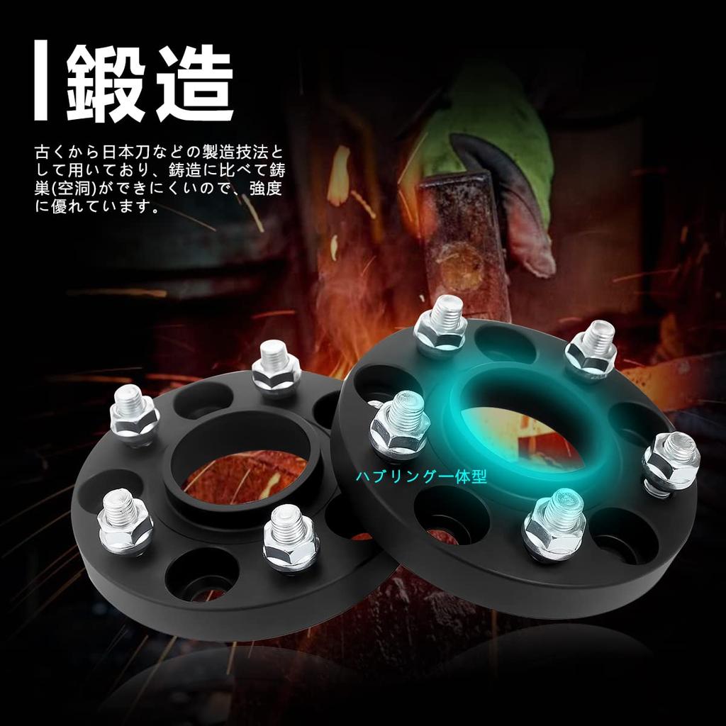 GAsupply PCD114.3 Forged Wide Tread Spacer, 5H, Inner Diameter: 2.6 Inches (67.1 Mm), M12XP1.5