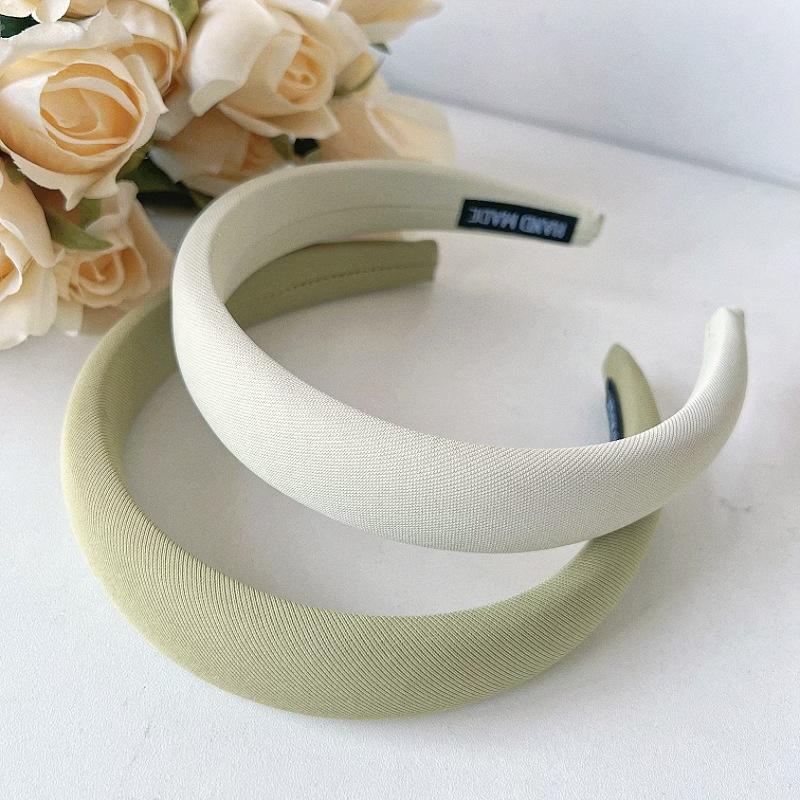 Spring Summer Sweet Solid Color Cloth Headband with Sponge Padding for Women Girls Daily Outdoor Hair Accssories