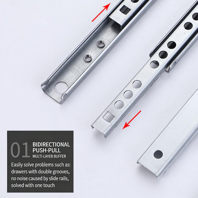 2Set Smooth Glide Bearing Drawer Slides 17Mm Wide Two Way Slide Drawer Glides 8"-17" Hardware Accessories Drawer Rail