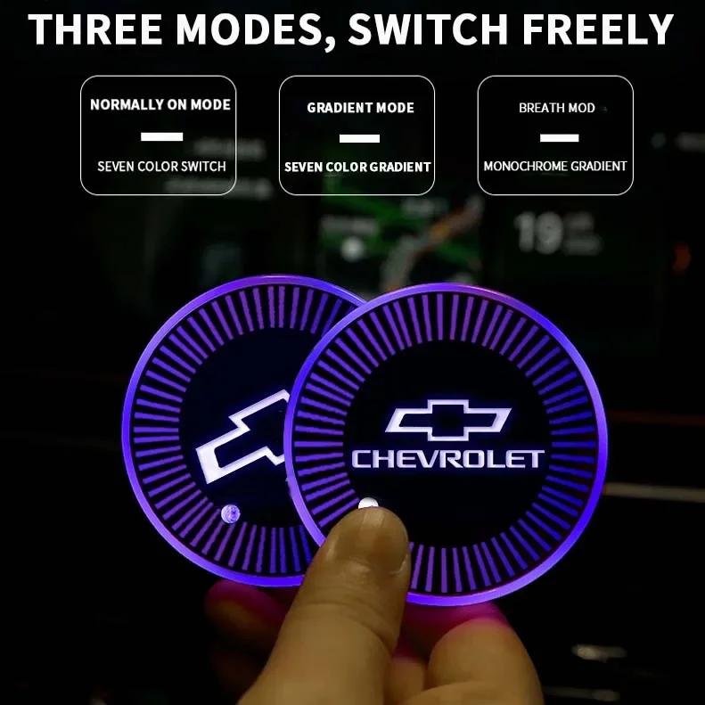 AABHD1 For Chevrolet Cruze Spark Aveo Captiva Trax Sail Orlando Sonic Corvette Silverado LED Car Water Coaster Light Drinks Holder Mat