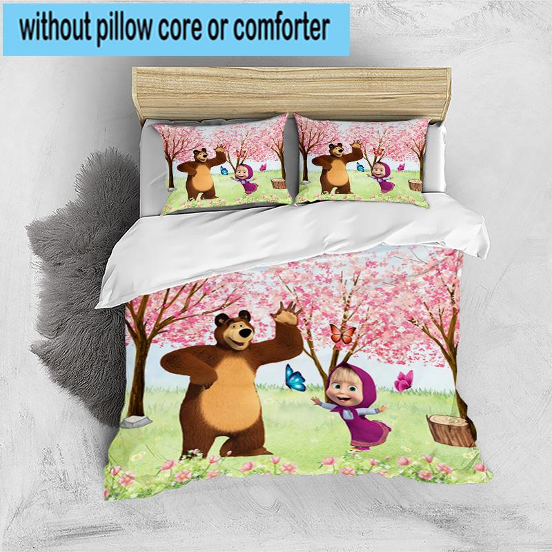 3PCS Bear In Spring 3pcs Bedding,Including 3PCS Duvet Cover And 2pcs Pillowcases Perfect for Christmas,Ideal for Bedroom, Dormitory