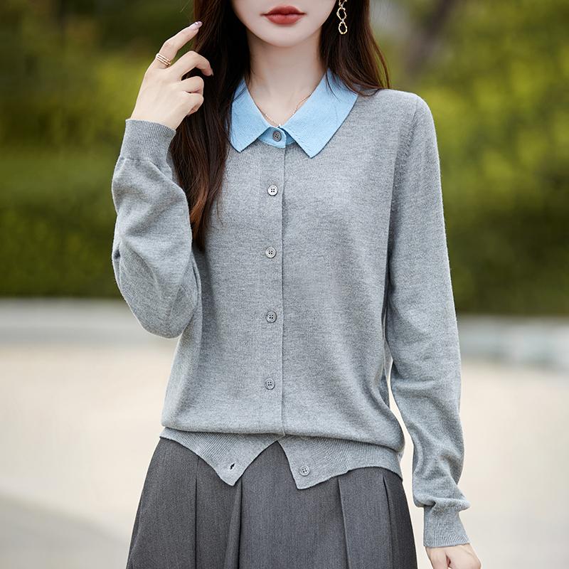 Женский кашемировый кардиган Qinghe кашемир 50% шерсть 50% шелк Женский осенне-зимний кашемировый кардиган мягкий и теплый