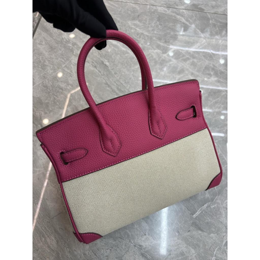 2026 новый первый слой коровья кожа с узором личи и холщовый холст платиновая сумка настоящая кожаная сумка-тоут европейская и американская сумка-мессенджер сумка