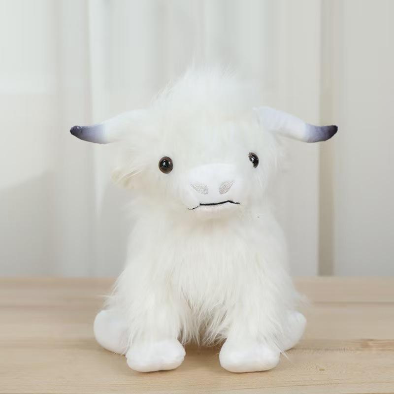 Highland Cow Stuffed Animals Plush Toy Fluffy Bull Animal Doll Soft for Kids Christmas Gift