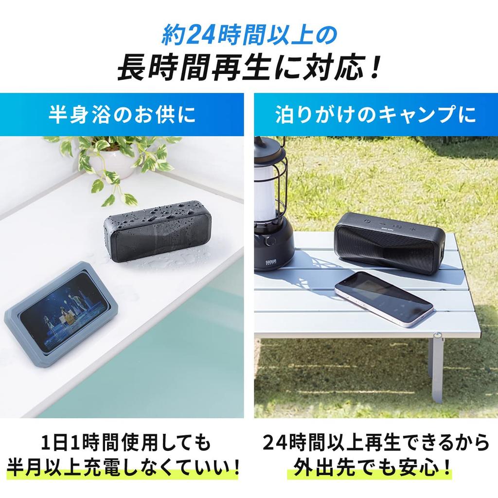 Sanwa Direct Bluetooth Низкочастотный Пассивный Динамик с Непрерывным Воспроизведением, Водонепроницаемый, Подходит для Ванной, Компактный, Низкая Задержка, Совместим с apt-X, 24-часовое Воспроизведение, Встроенный