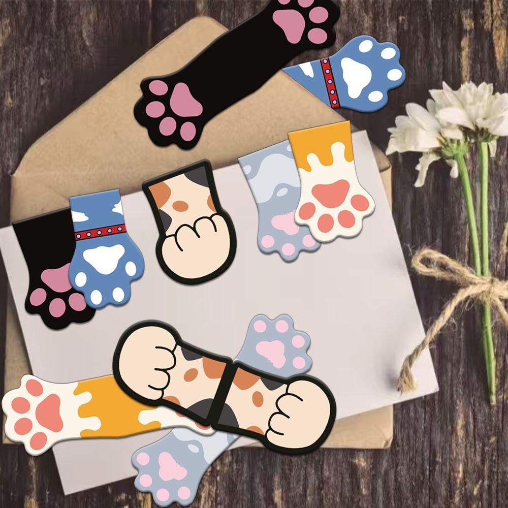 5PCS Portable Cat Claw Magnetic Bookmark Creative Lightweight Reading Page Mark Colorful Multifunction Page Holder Books Readers