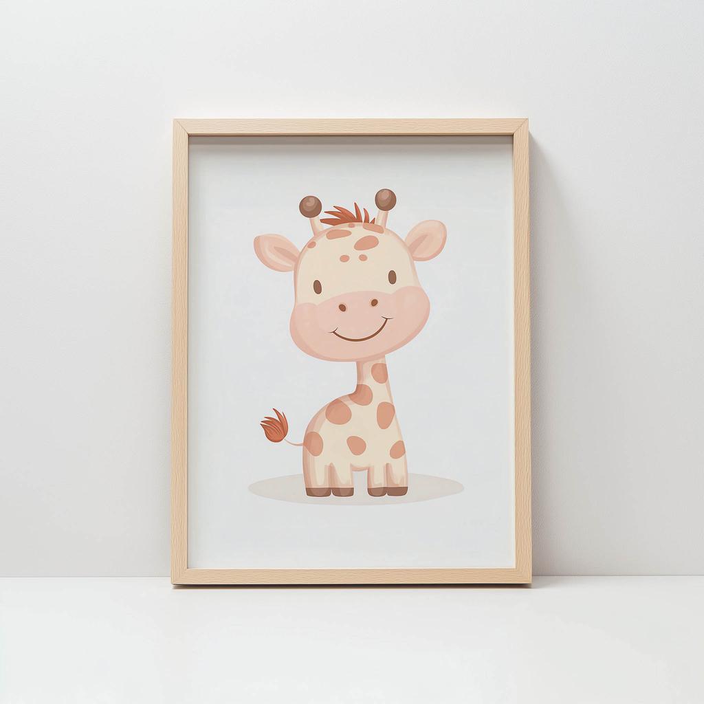 Uśmiechnięta Żyrafa - Plakat Dla Dzieci Uśmiechnięta Żyrafa - Plakat Dla Dzieci, 40X50 Cm, Rama Aluminiowa Czarna, Papier Matowy 230 Gsm