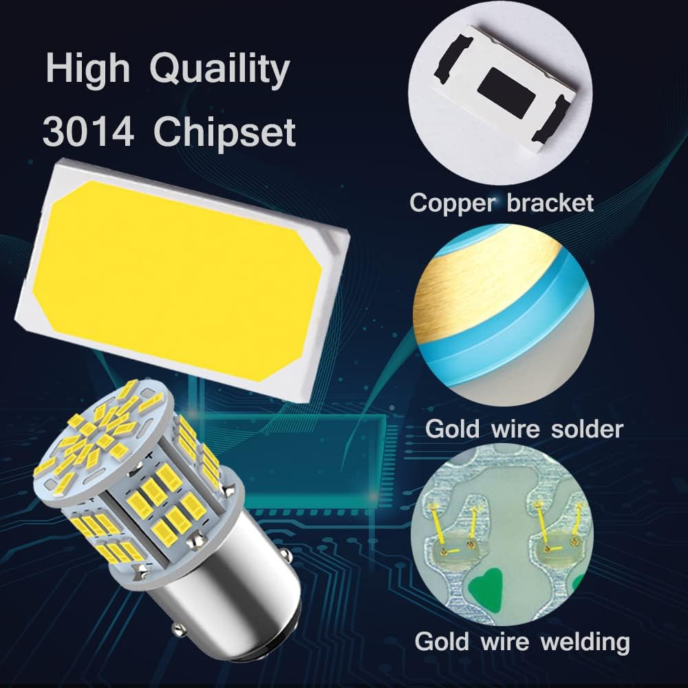 1157 Led Brake Light Bulb, 12V-24V 1157 7528 2357 2057 BAY15D LED Replacement Light Bulb for Brake Tail Light for Car RV Trailer Boat, 54SMD 3014