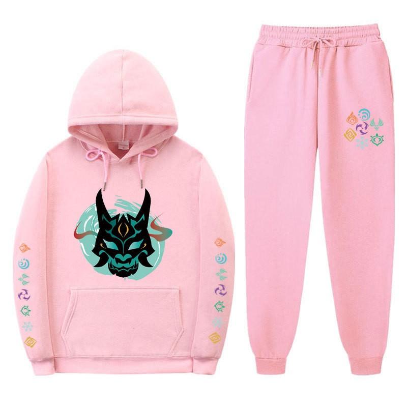 Mens Casual Hooded Sweatshirt Set With Slim Fit Jogger Pants Daily Wear Light Exercise