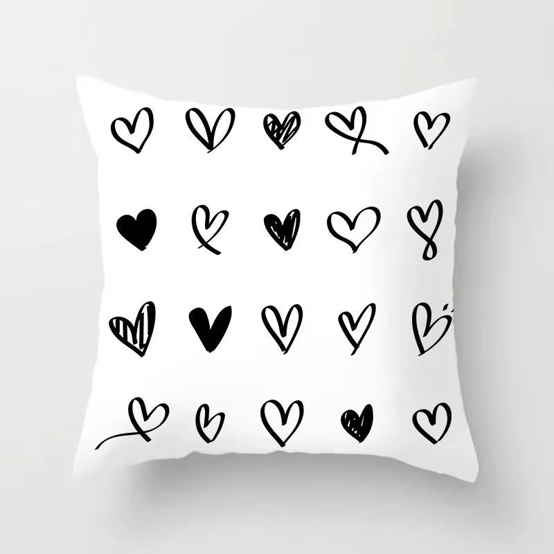 Double Sided Black White Geometric Pillowcase Polyester Striped Cushion Cover for Sofa Living Room and Modern Home Decor