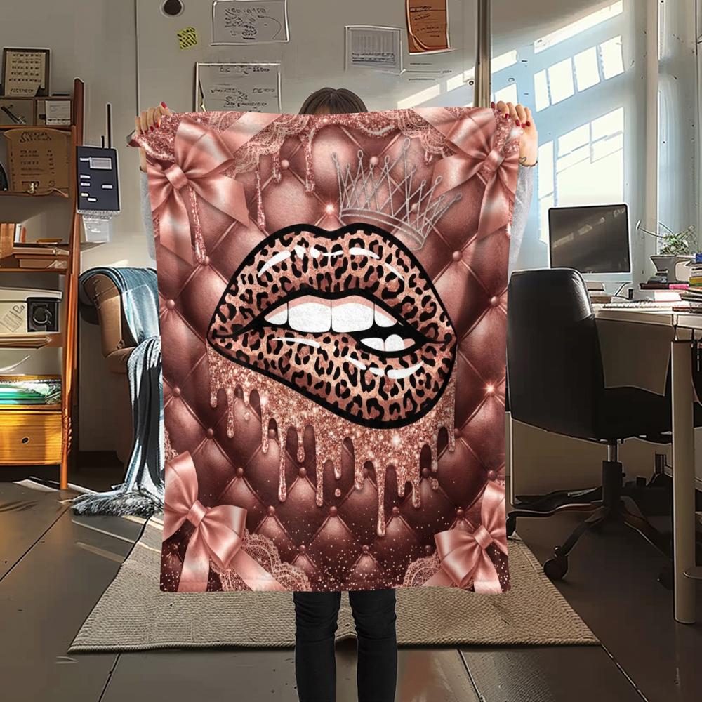 1Pc Gorgeous Print Flannel Blanket, High quality Comfortable for All Seasons, Home Decor, Warmth and Comfort, Perfect for Christmas Gifts W36