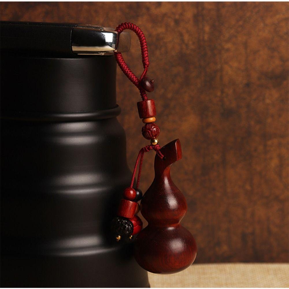Polished Sandalwood Gourd Keychain Chinese Style Rosewood Car Keychain Man Gift