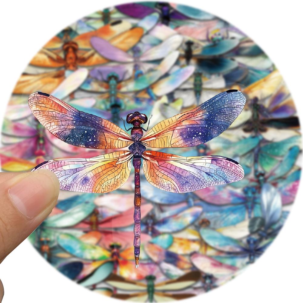 50PCS Cartoon Colour Dragonfly Stickers Graffiti Nostalgia Decals Laptops Phone Luggage Scrapbook Cool Guitar Waterproof Sticker