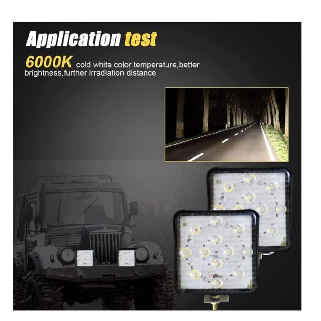Светодиодные фары-поды 4,1 дюйма 24 В квадратные светодиодные внедорожные фары для трактора заливающего света | Противотуманные фары-поды для внедорожника, грузовика, трактора JCB (Пакет из 4)