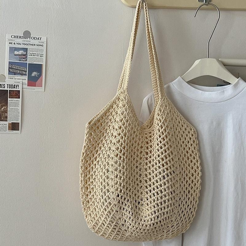 Spacious Cotton Woven Shoulder Bag for Women Ideal for Travel