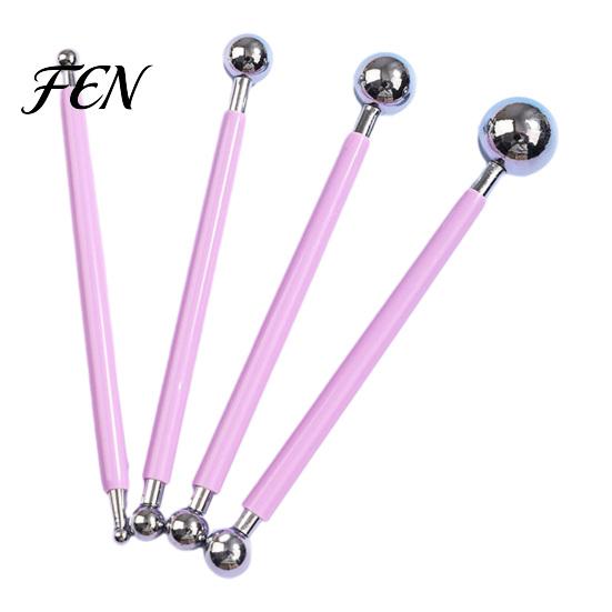Clay Modeling Tools 4Pcs Polymer Shaping Tool Set, Sculpting Stick with Stainless Pottery Steel Ball, 4 Size DIY Fondant Ball Rods