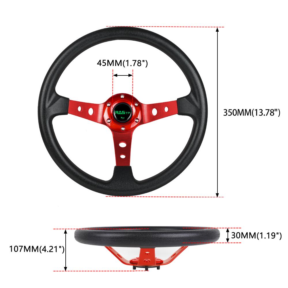 Universal 14inch 350mm Car Racing Steering Wheels Aluminium PU Deep Corn Dish Sport Drifting Steering Wheel STW020