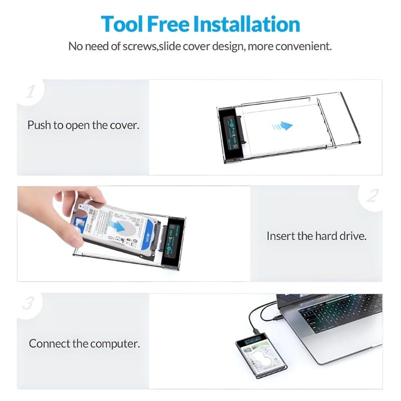 Прозрачный корпус для жесткого диска USB3.0 - SATA для 2,5-дюймового SSD