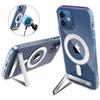 Прозрачный магнитный чехол для телефона с подставкой для IPhone 17 Pro Max Air 16 15 14 Plus 13 12 11 Mini для беспроводной зарядки Задняя крышка