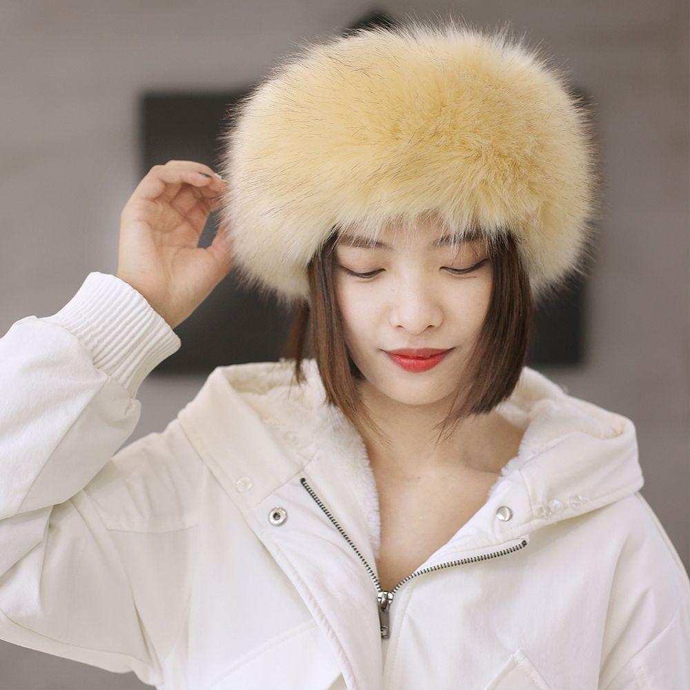 Ladies Ski Hats Earwarmer Thick Fluffy Women Russian Cap Headband Hat Faux Fur