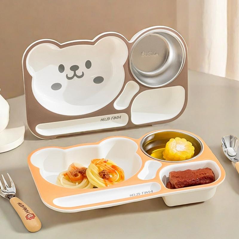 Многосекционная многоразовая пластиковая мультяшная детская обеденная тарелка с суповой миской, большая вместимость, салатная тарелка, детская тарелка для еды, посуда