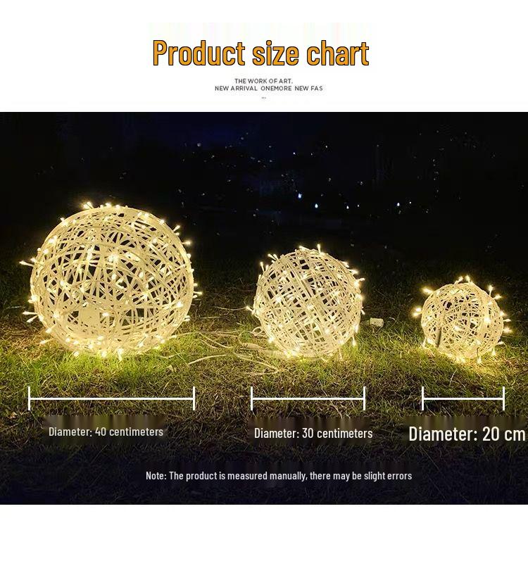 Водонепроницаемый уличный ротанговый шар-светильник: Украшение газона, дерева и ландшафта