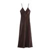2024 Autumn V-Neck High-Waist Silk Satin Slip Dress - Sexy Lingerie-Style Women's Fashion