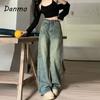 Danmo Y2k Baggy Wide Leg Jeans Women Vintage Streetwear Washed Denim Pants Basic Slouchy Blue Trousers Plus Size
