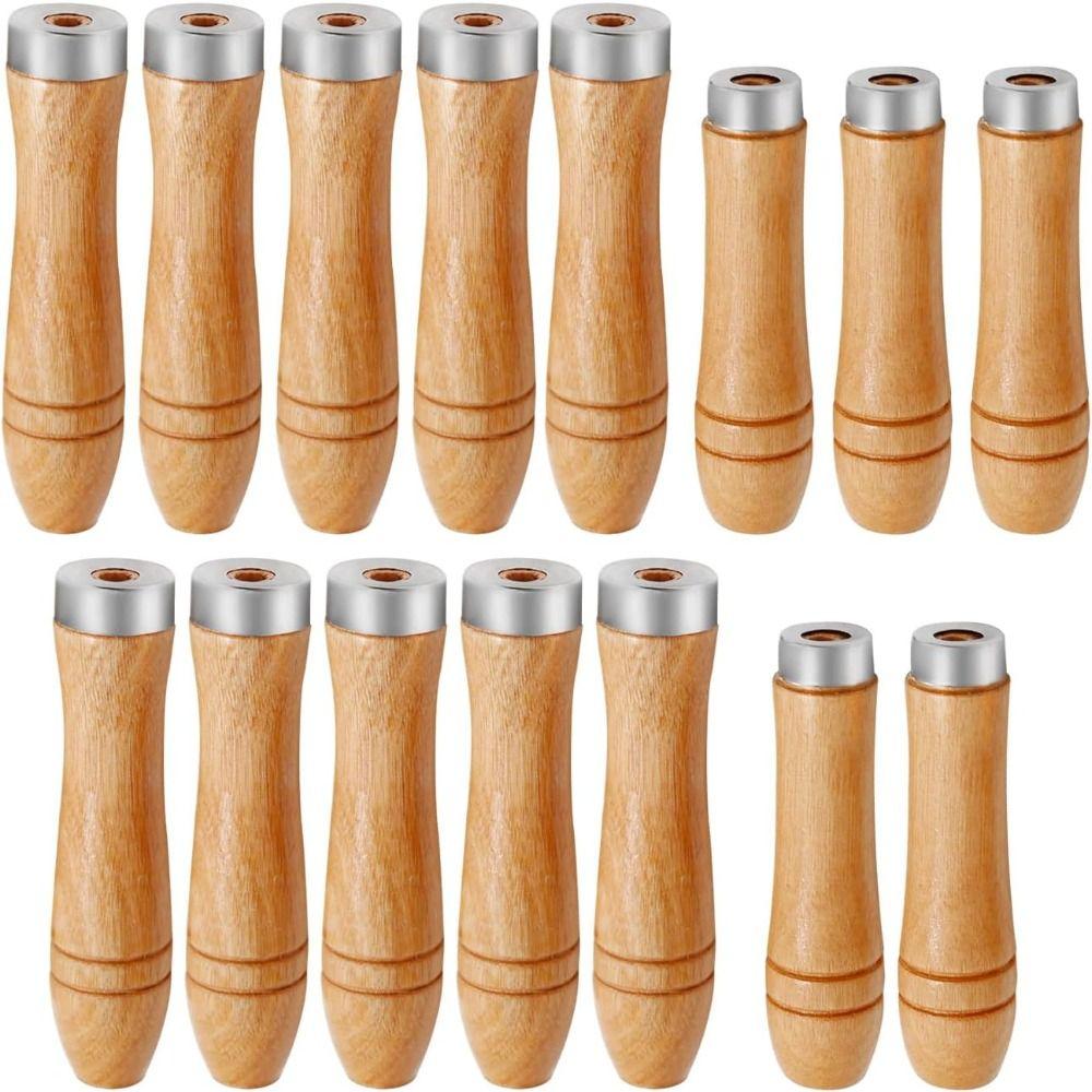 15pcs Cylindrical Small Wooden Handle Wood File Handle File Special Handle Screwdriver Hand Drill