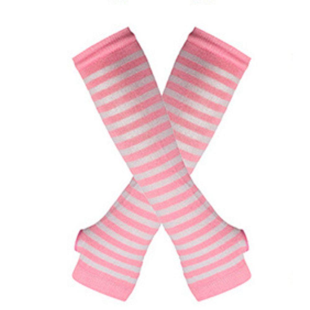 Полосатые унисекс перчатки с половиной пальцев длинные женские перчатки для девочек перчатки на руку теплые вязаные напульсники локтевые варежки теплая манжета