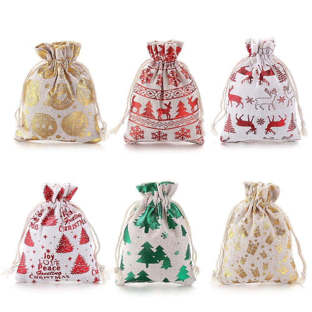 Декор Мешок Снеговик Лось Хранение Еды Веселое Рождество Джут Подарочные Мешки Органайзер для Конфет Мешочек на Шнурке