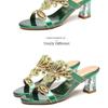 Summer New Fashion Women's High-heeled Slippers Open-toe Sandals Personalized Soft Sole Diamond Crystal Thick Heel Shoes